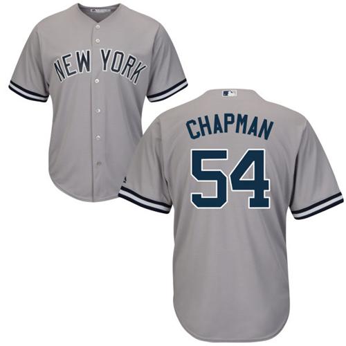Yankees #54 Aroldis Chapman Grey Road Women's Stitched MLB Jersey - Click Image to Close